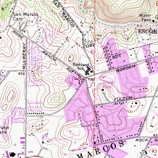 Topographic Map of Richland, CA