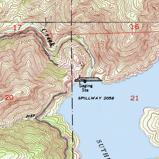 Topographic Map of Sutherland Dam, CA