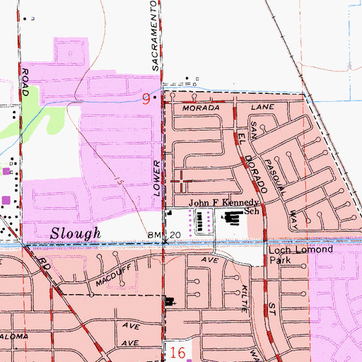 Topographic Map of Stockton Airport (historical), CA
