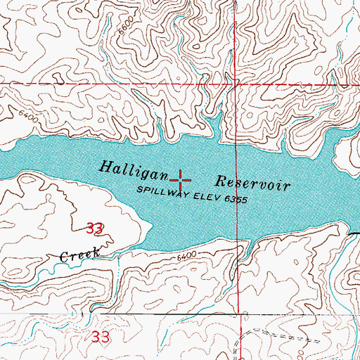 Topographic Map of Halligan Reservoir, CO