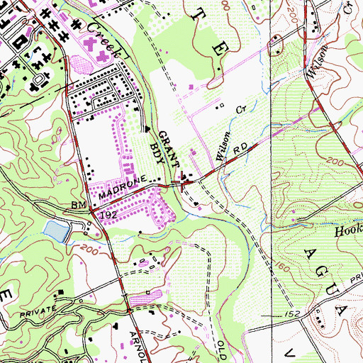 Topographic Map of Madrone (historical), CA