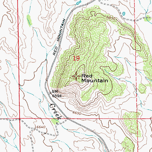 Topographic Map of Red Mountain, CO
