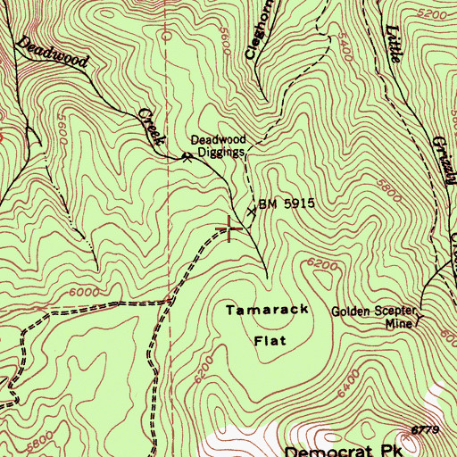 Topographic Map of Deadwood (historical), CA