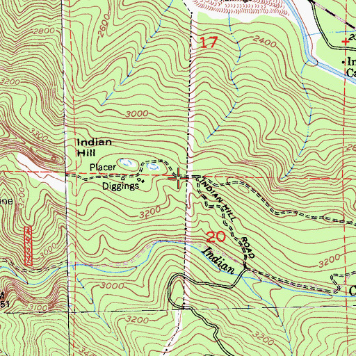 Topographic Map of Indian Hill (historical), CA
