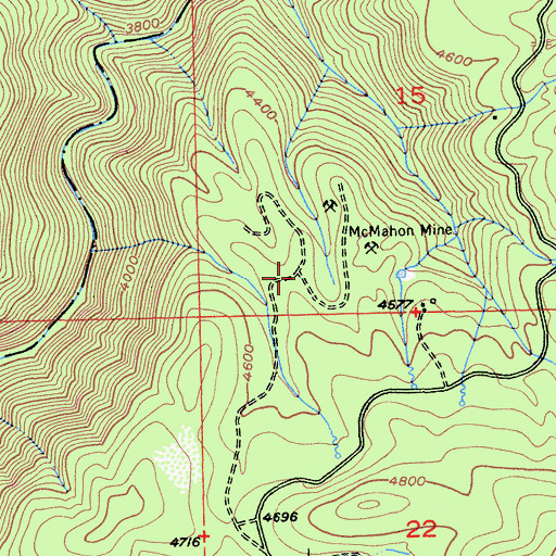 Topographic Map of McMahons (historical), CA