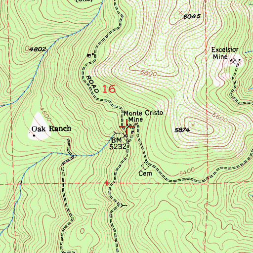 Topographic Map of Monte Cristo (historical), CA
