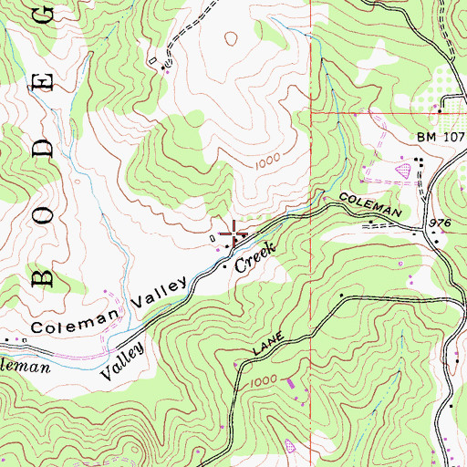 Topographic Map of Coleman Valley School (historical), CA