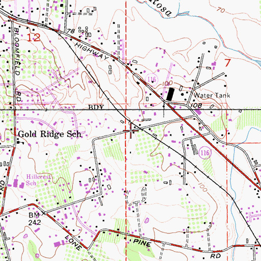 Topographic Map of Fredericks, CA