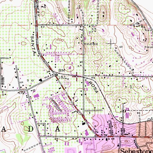 Topographic Map of Hurlbut, CA