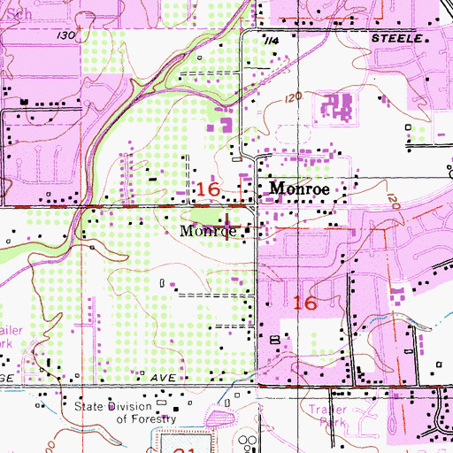 Topographic Map of Monroe School, CA