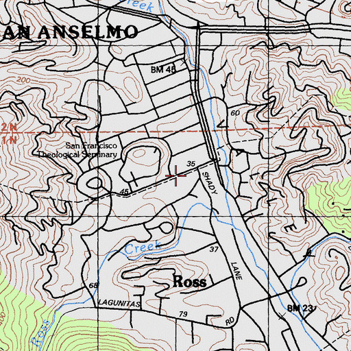 Topographic Map of Saint Anselms Catholic Church, CA