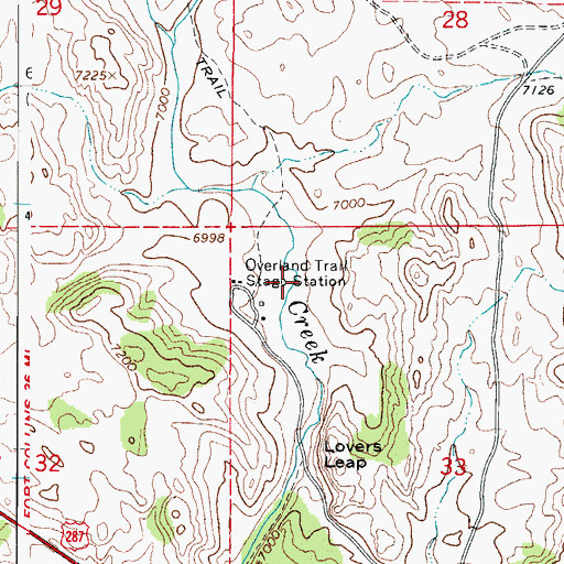 Topographic Map of Overland Trail Stage Station, CO