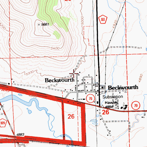 Topographic Map of Beckwourth School, CA