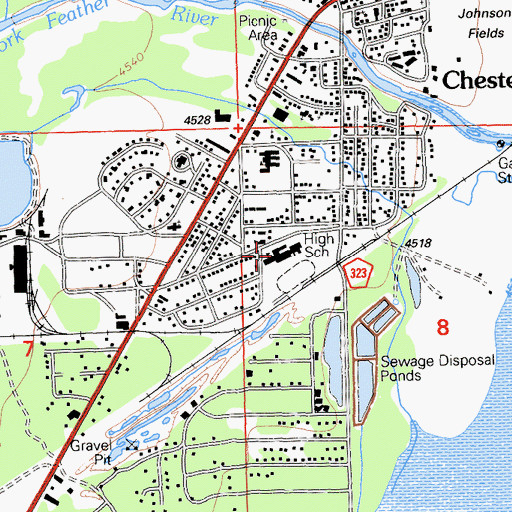 Topographic Map of Chester Junior-Senior High School, CA