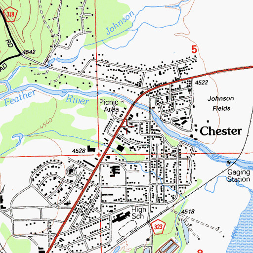 Topographic Map of Chester Post Office, CA
