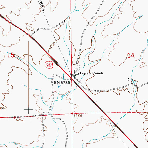 Topographic Map of Logan Ranch, CO