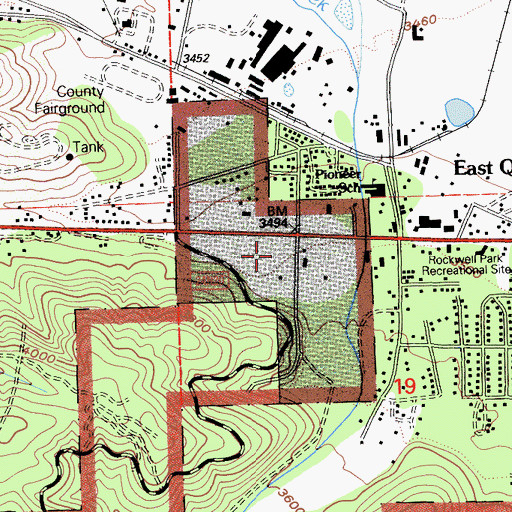 Topographic Map of East Lawn Cemetery, CA