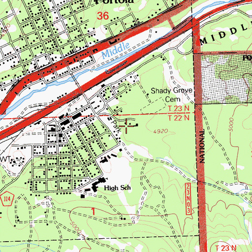 Topographic Map of Eastern Plumas Hospital Portola Campus, CA