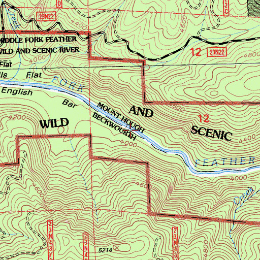 Topographic Map of English Bar (historical), CA