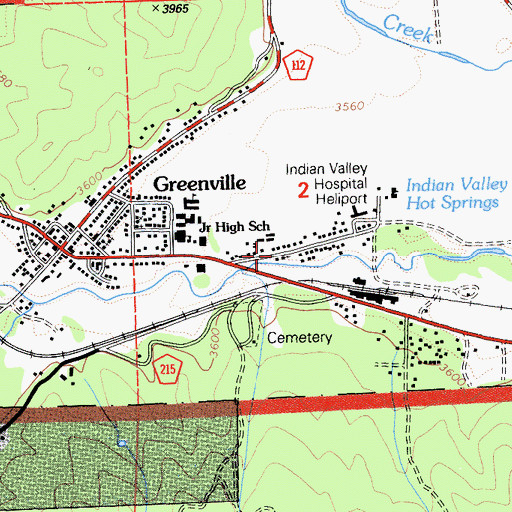 Topographic Map of First Baptist Church of Greenville, CA