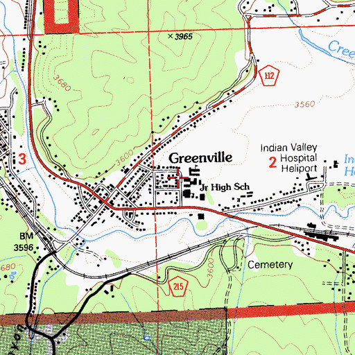 Topographic Map of Greenville Elementary School, CA