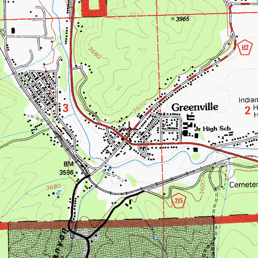 Topographic Map of Greenville Post Office, CA