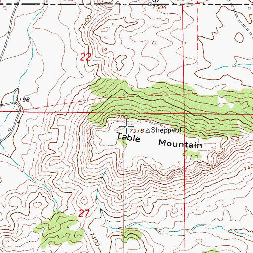 Topographic Map of Table Mountain, CO