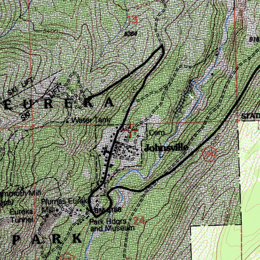 Topographic Map of Johnsville Cemetery, CA
