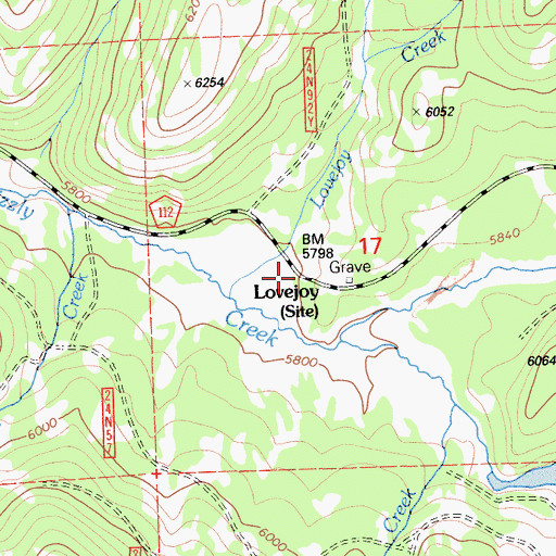 Topographic Map of Lovejoy (historical), CA