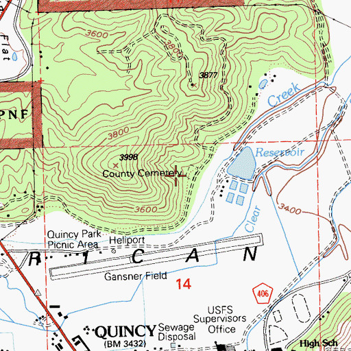 Topographic Map of Plumas County Cemetery, CA