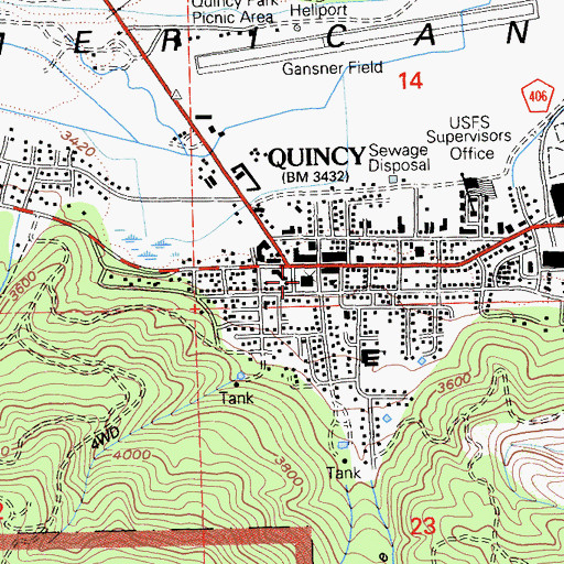 Topographic Map of Plumas County Law Library, CA
