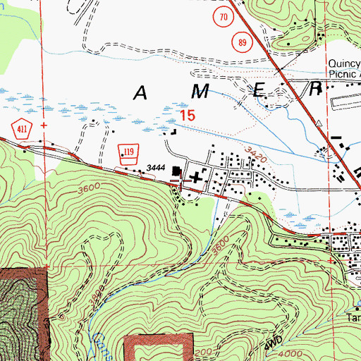 Topographic Map of Plumas District Hospital, CA