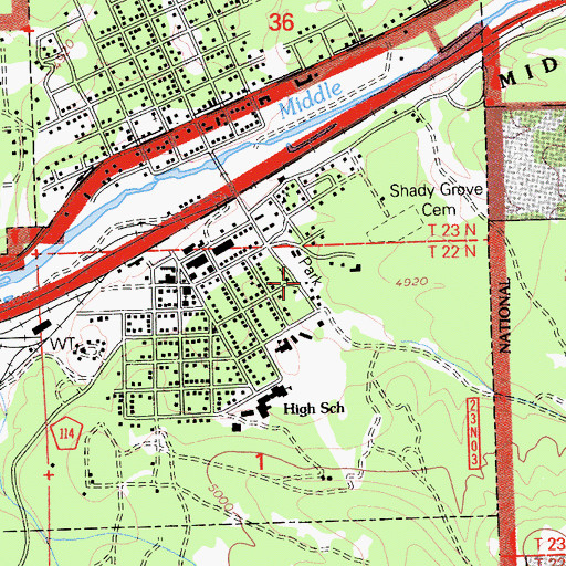 Topographic Map of Portola City Park, CA