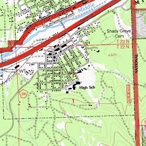 Topographic Map of Portola Elementary School, CA