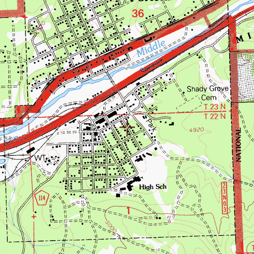Topographic Map of Portola Station Baptist Church, CA