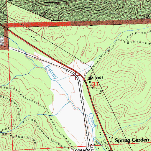 Topographic Map of Spring Garden Ranch (historical), CA