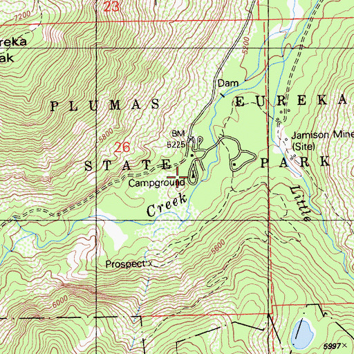 Topographic Map of Upper Jamison Campground, CA