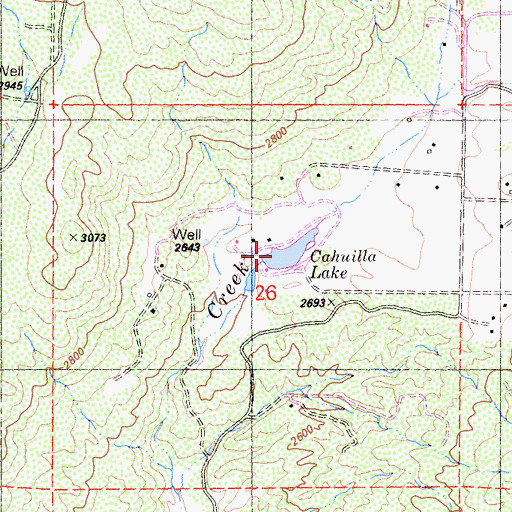 Topographic Map of Cahuilla Lake, CA