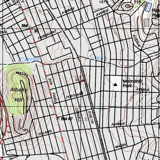 Topographic Map of San Gabriel Municipal Park, CA