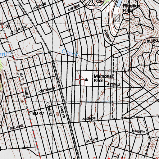 Topographic Map of Veterans Memorial Building, CA