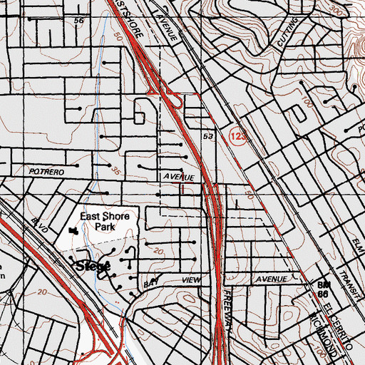 Topographic Map of Berkeley Free Methodist Church, CA