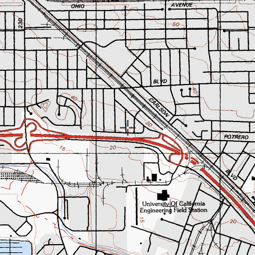 Topographic Map of Bethlehem Missionary Baptist Church, CA