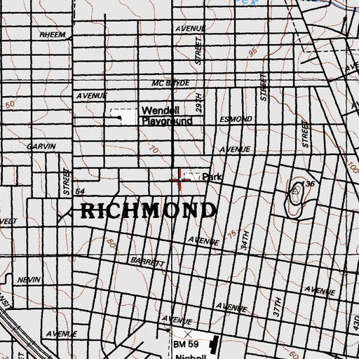 Topographic Map of Burg Park, CA