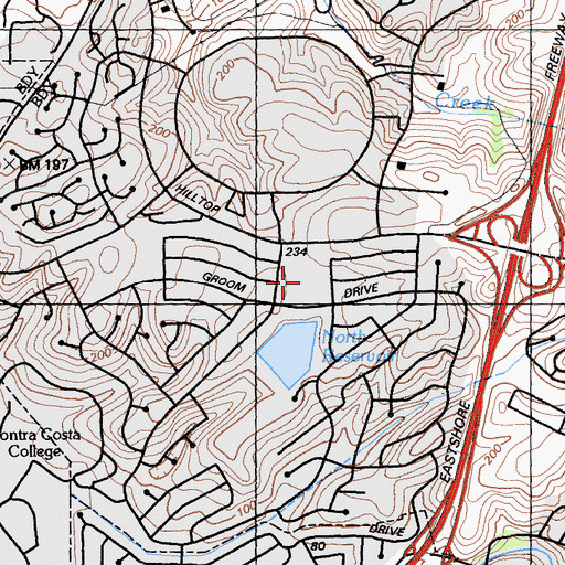 Topographic Map of Canterbury School, CA