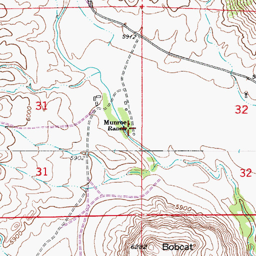 Topographic Map of Munroe Ranch, CO