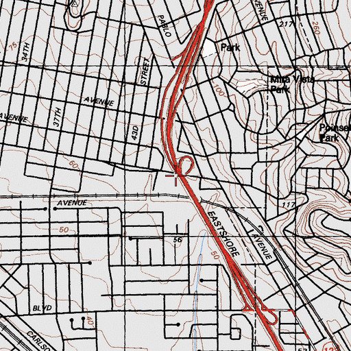 Topographic Map of Church of Christ, CA