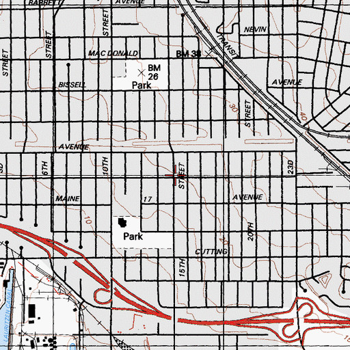 Topographic Map of Church of Christ, CA