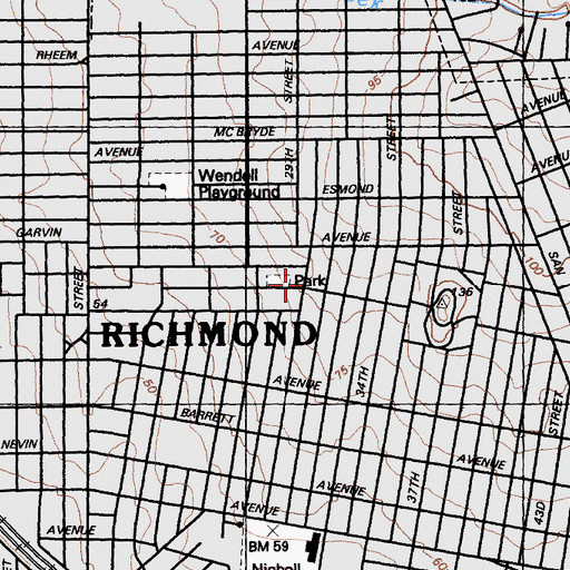 Topographic Map of Clinton Avenue Baptist Church, CA