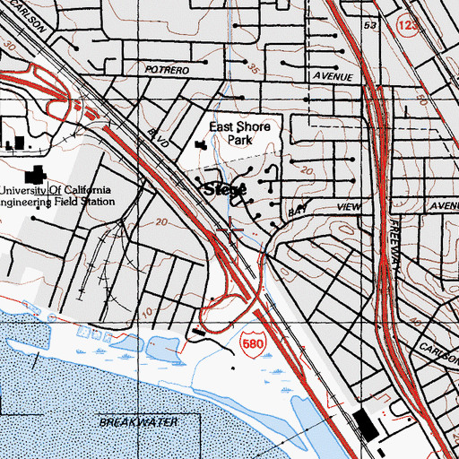 Topographic Map of Crescent Park, CA