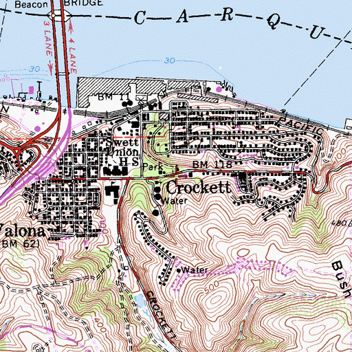 Topographic Map of Crockett Post Office, CA